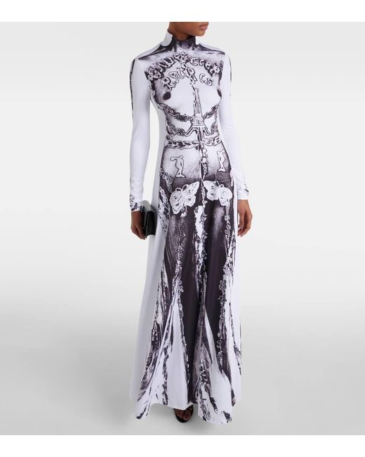 Vestido de fiesta Dentelle trompe l'oeil Jean Paul Gaultier de color White