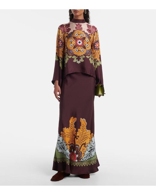 LaDoubleJ Purple Sleek Placee Silk Maxi Skirt