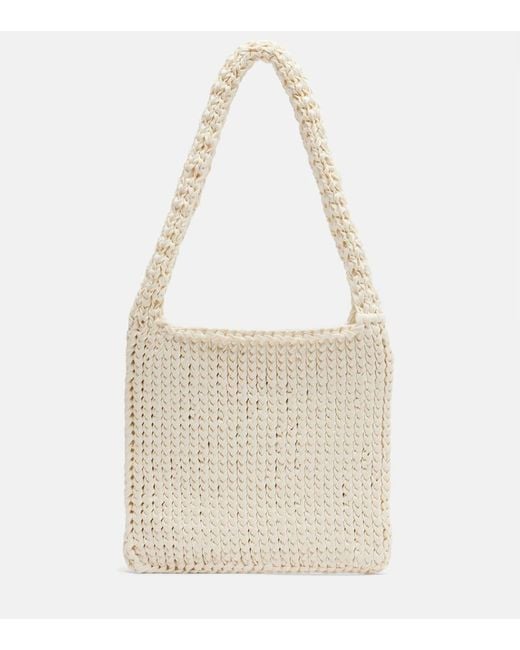 The Row White Didion Woven Shoulder Bag