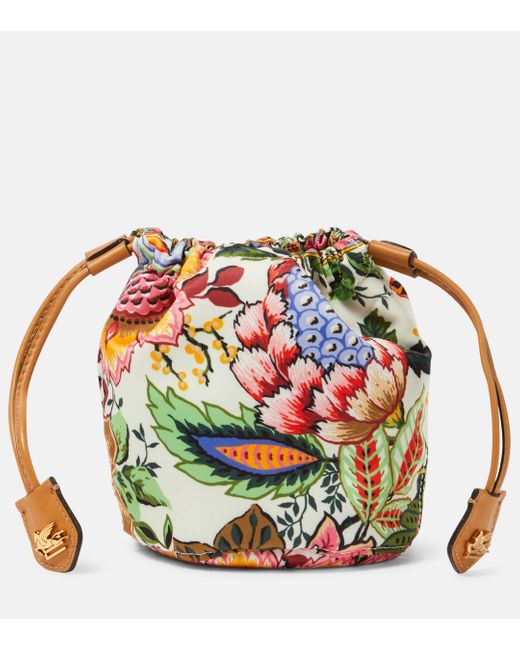 Etro White Mini Leather-trimmed Printed Clutch