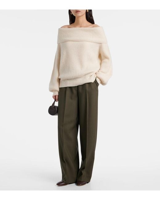 Jardin Des Orangers Natural Off-Shoulder Cashmere And Silk Sweater