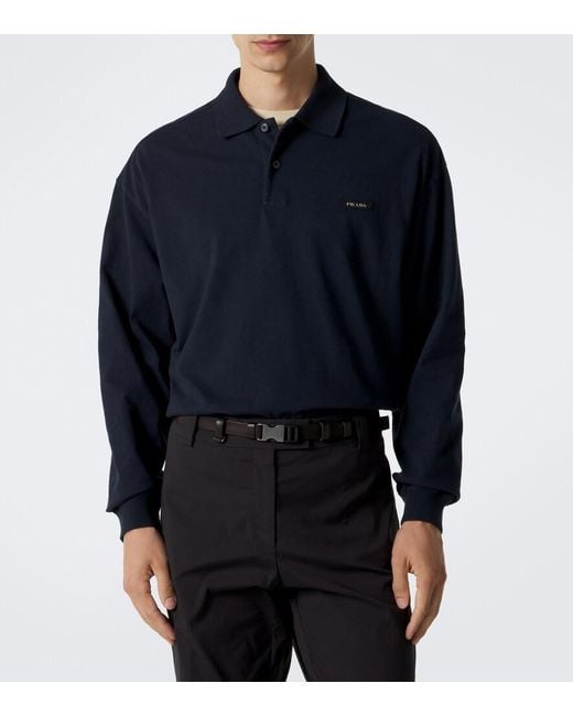 Polo De Algodon Prada de hombre de color Blue