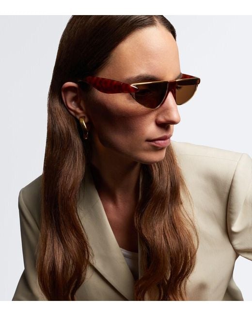 Bottega Veneta Brown Prisma Cat-Eye Sunglasses