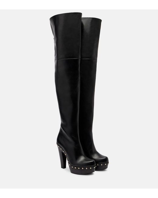 Chloé Black Lola Studded Leather Over-The-Knee Boots