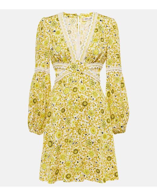 Vestido corto Kimmie de sarga Diane von Furstenberg de color Yellow