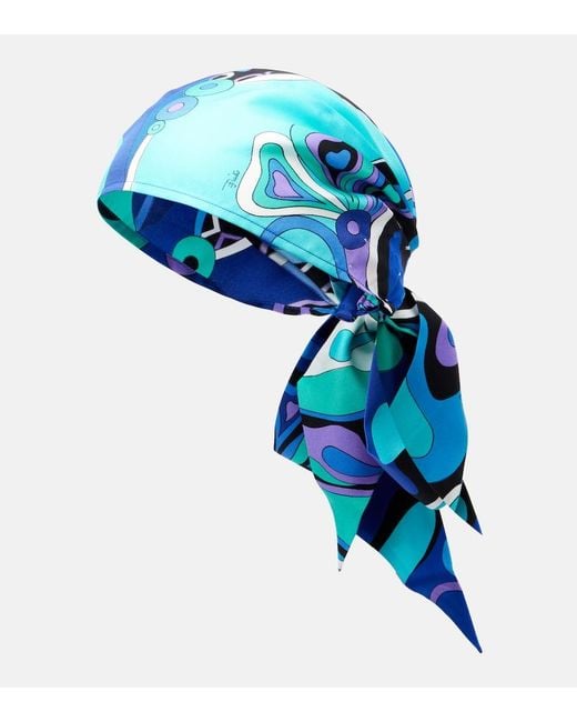 Emilio Pucci Blue Iride Silk Twill Head Wrap