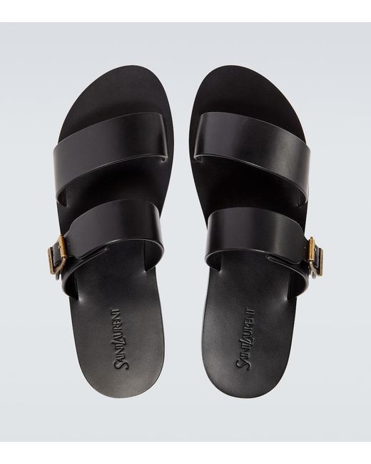 Saint Laurent Brown Ios Leather Sandals for men