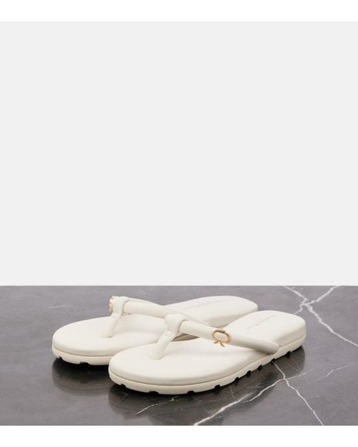 Gianvito Rossi White Juno Leather Thong Sandals