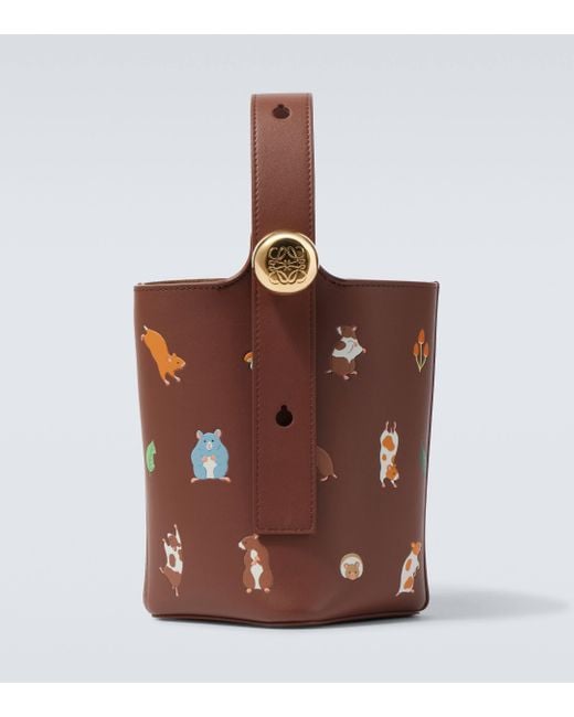 Loewe Brown X Suna Fujita Pebble Hamster Mini Bucket Bag for men