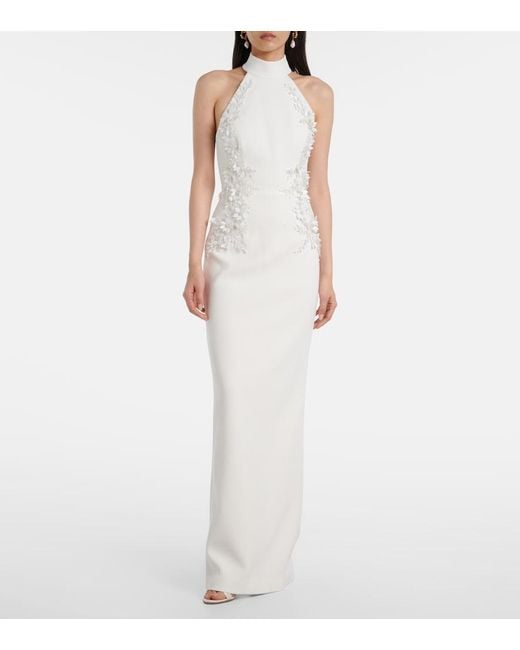 Rebecca Vallance White Bridal Xanthe Floral-Applique Gown