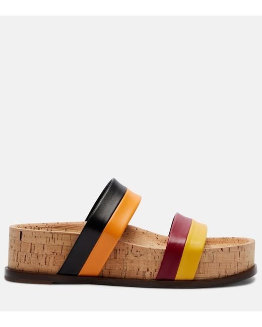 Gabriela Hearst Orange Striker Leather Platform Sandals