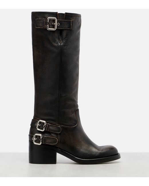 Chloé Black Dakota Leather Knee-High Biker Boots