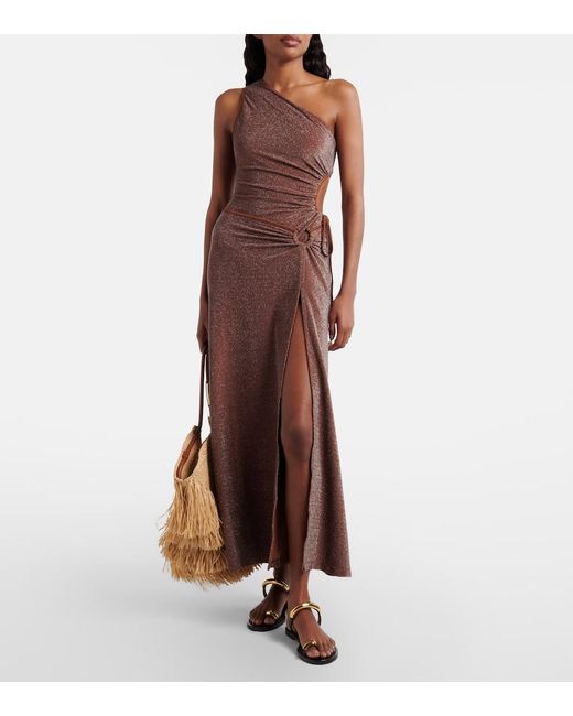 Johanna Ortiz Brown Ring-Detail Midi Skirt
