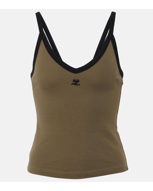 Courreges Green Logo Cotton Jersey Tank Top