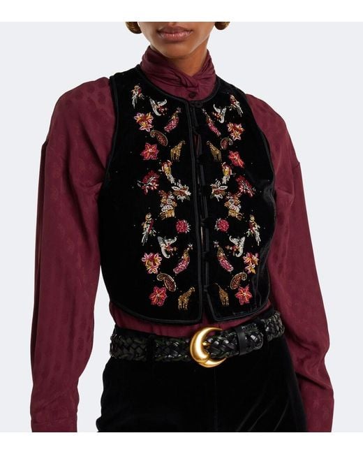 Etro Black Beaded Velvet Vest