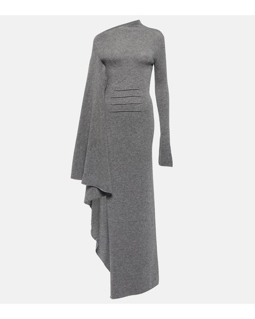 Ann Demeulemeester Gray Zorka Draped Wool And Cashmere Maxi Dress