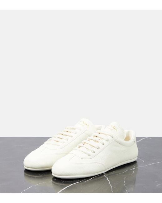Prada White Leather Sneakers