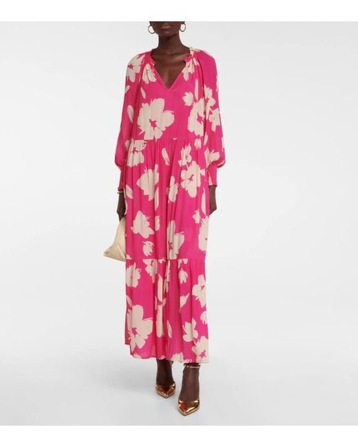 Velvet Pink Luella Printed Maxi Dress