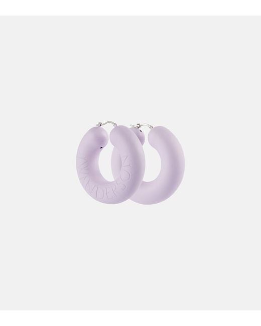 J.W. Anderson Purple Logo Hoop Earrings