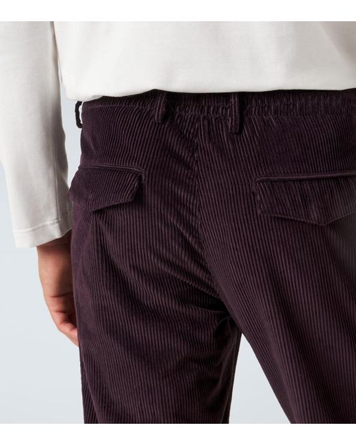 Eleventy Blue Cotton And Cashmere Corduroy Slim Pants for men
