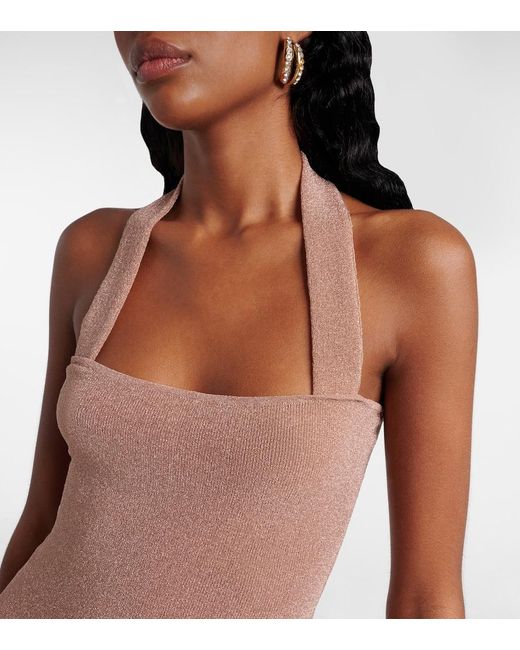 AYA MUSE White Draped Lame Minidress