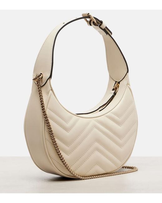 Gucci White Gg Marmont Mini Leather Shoulder Bag
