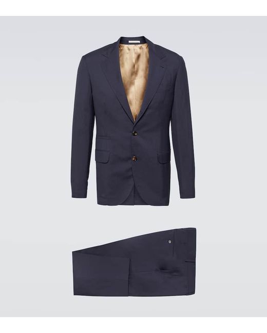 Brunello Cucinelli Anzug aus Wolle und Seide in Blue für Herren