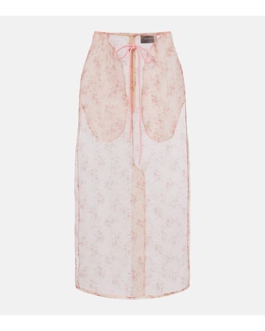 Simone Rocha Pink Floral Midi Skirt