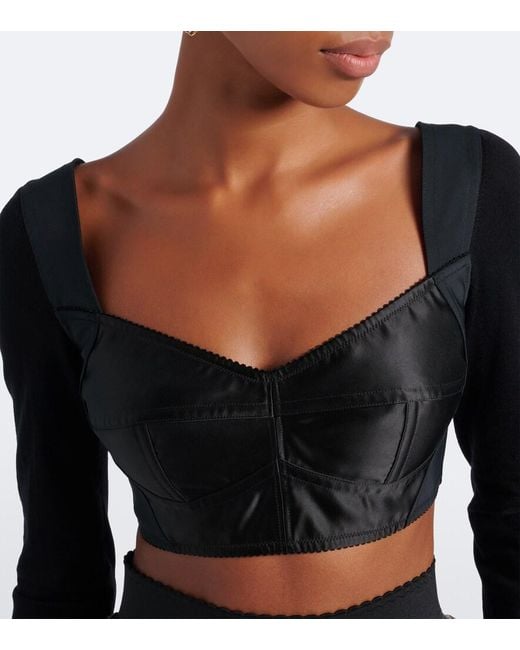 Dolce & Gabbana Black Satin Bra Top