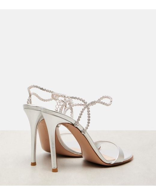 Gianvito Rossi White Eternity Embellished Leather Sandals