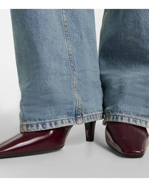 Saint Laurent Purple Jill Leather Ankle Boots