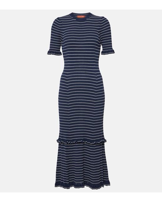 Altuzarra Blue Delpini Striped Ruffled Maxi Dress