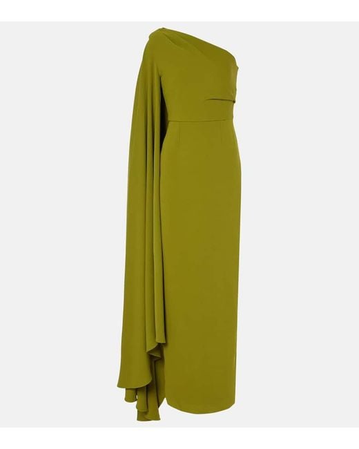 Solace London Green Daria One-Shoulder Gown