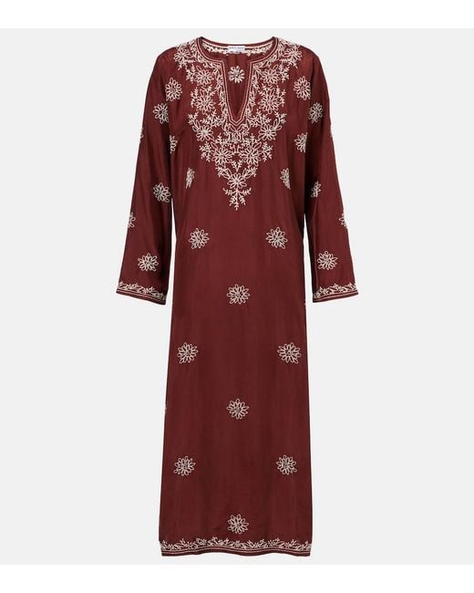Juliet Dunn Floral Embroidered Silk Tunic