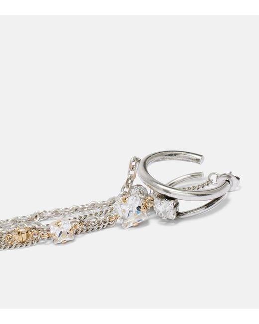 Isabel Marant White Embellished Single Hoop Earring
