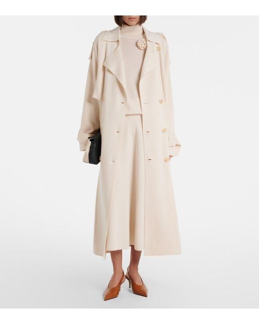 Jardin Des Orangers Natural Wool And Cashmere Trench Coat