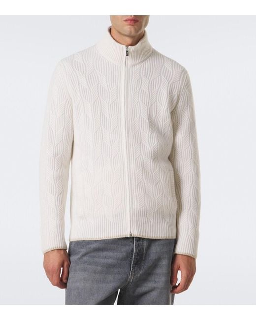 Fedeli White Cable-Knit Cashmere Cardigan for men
