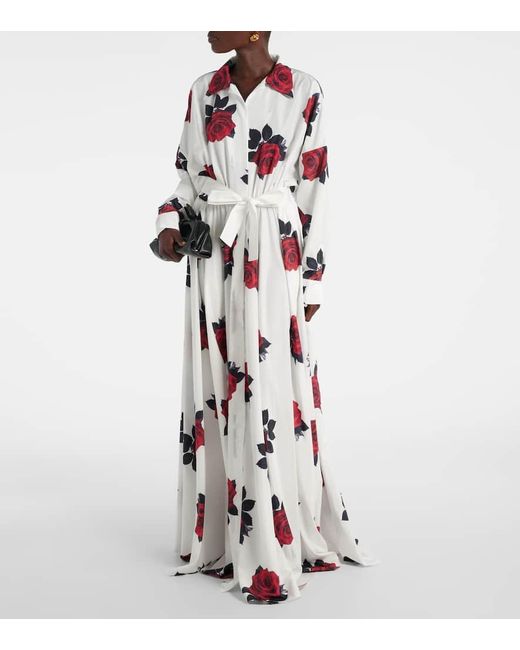 Norma Kamali White Bedrucktes Hemdblusenkleid
