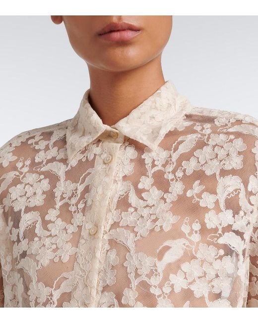 Fendi White Sheer Lace Shirt