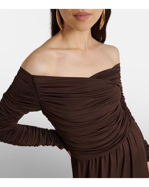 Altuzarra Brown Charlotte Off-Shoulder Jersey Maxi Dress