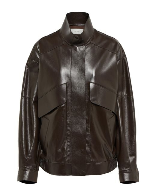 The Row Efren Leather Jacket in Brown (Black) | Lyst