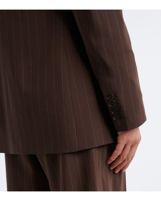 Ralph Lauren Brown Pinstripe Double-Breasted Wool Blazer