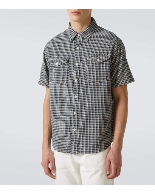 Camisa De Algodon Y Lino A Cuadros RRL de hombre de color Black