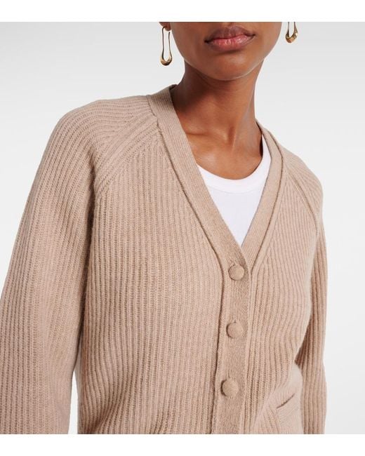 Victoria Beckham Natural Ribbed-Knit Wool And Cashmere Cardigan