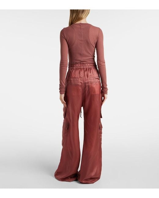 Rick Owens Red High-Rise Cargo Pants