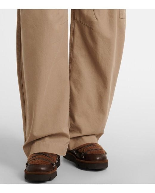 Brunello Cucinelli Natural Cotton Canvas Barrel-Leg Pants