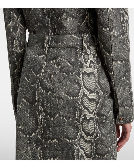 Gabriela Hearst Gray Adelaide Snake-Print Cotton Midi Skirt
