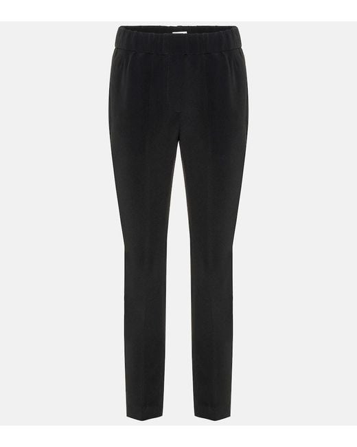 Brunello Cucinelli Black Silk-blend Cropped Pants