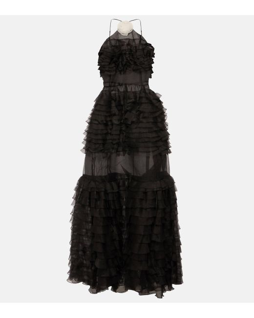 Robe longue Florian en organza Staud en coloris Black