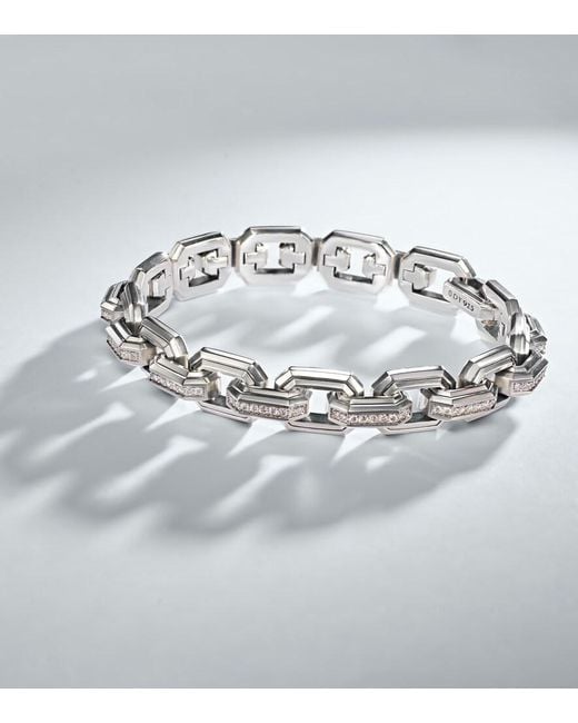 David Yurman Metallic 925 Sterling Chain Bracelet With Diamonds for men